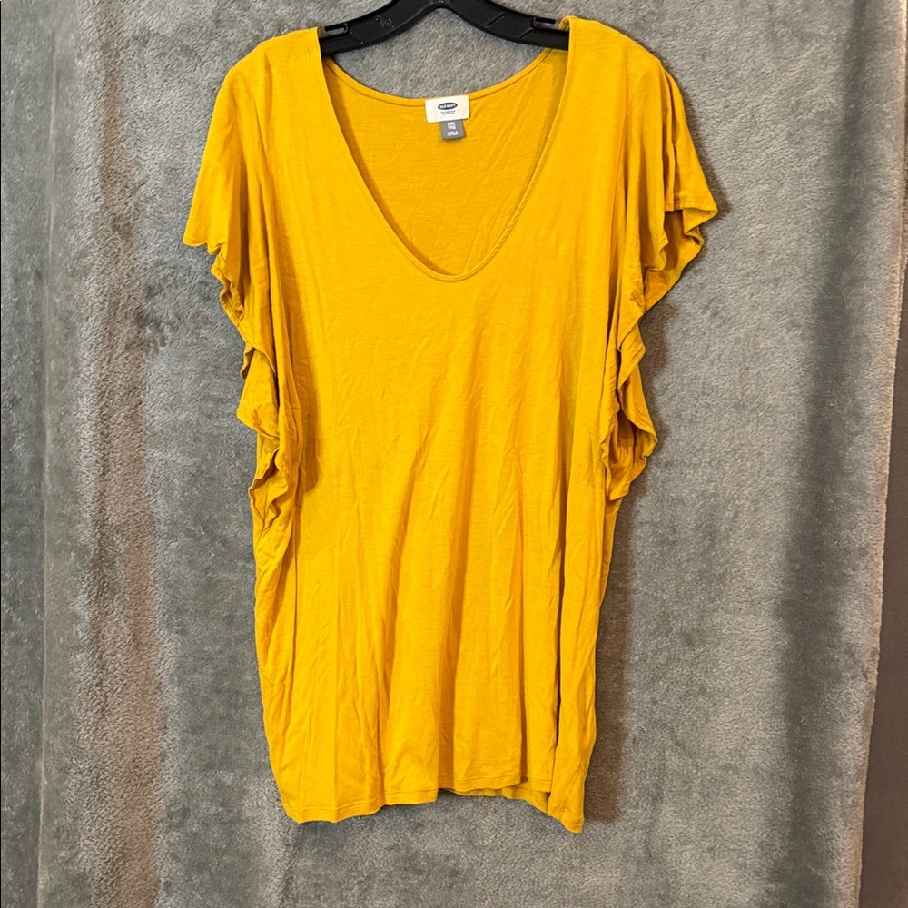 Old Navy Women's Mustard Flutter Sleeve Tee XXL